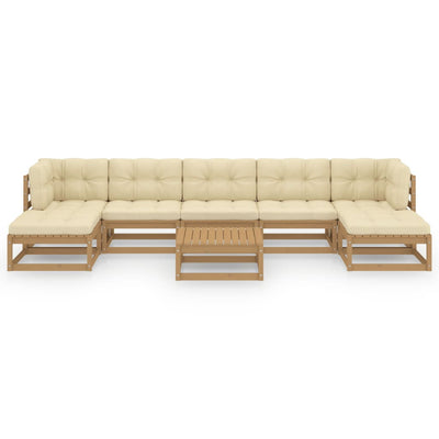 8 Piece Garden Lounge Set&Cushions Honey Brown Solid Pinewood Payday Deals