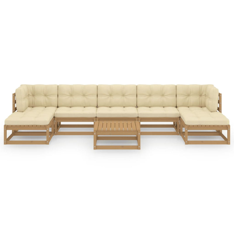 8 Piece Garden Lounge Set&Cushions Honey Brown Solid Pinewood Payday Deals