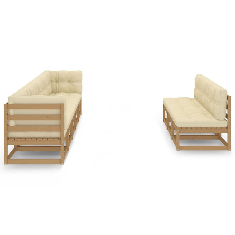 8 Piece Garden Lounge Set&Cushions Honey Brown Solid Pinewood Payday Deals