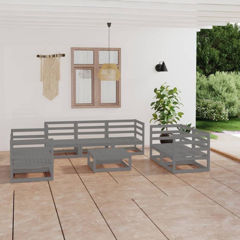 8 Piece Garden Lounge Set Grey Solid Pinewood Payday Deals