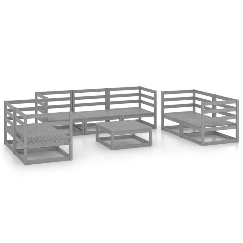 8 Piece Garden Lounge Set Grey Solid Pinewood Payday Deals