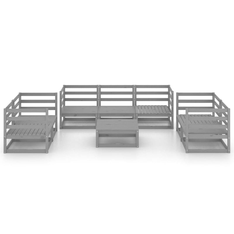 8 Piece Garden Lounge Set Grey Solid Pinewood Payday Deals