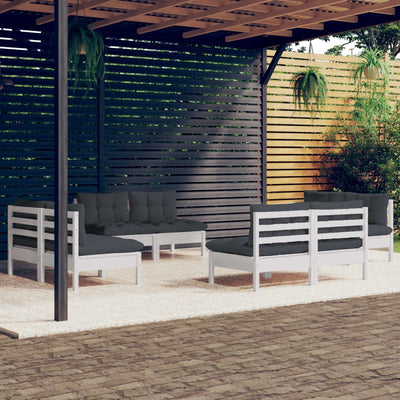 8 Piece Garden Lounge Set with Anthracite Cushions Pinewood