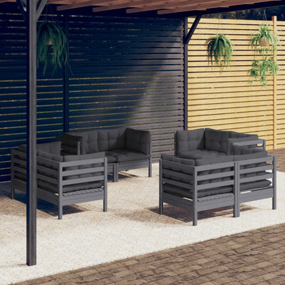 8 Piece Garden Lounge Set with Anthracite Cushions Pinewood Payday Deals