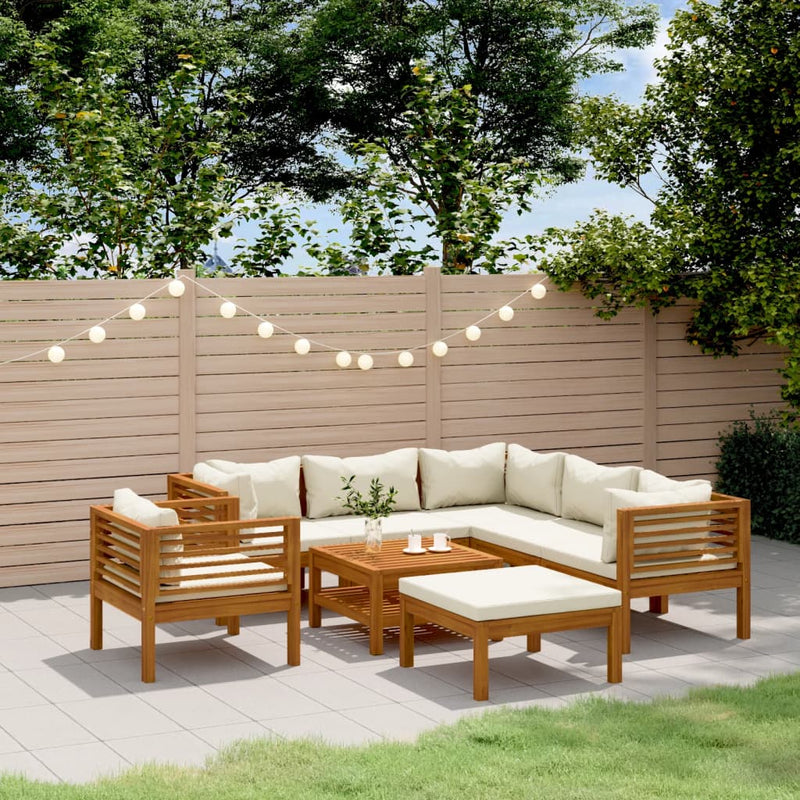 8 Piece Garden Lounge Set with Cream Cushion Solid Acacia Wood Payday Deals