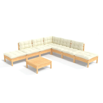 8 Piece Garden Lounge Set with Cream Cushions Pinewood Payday Deals
