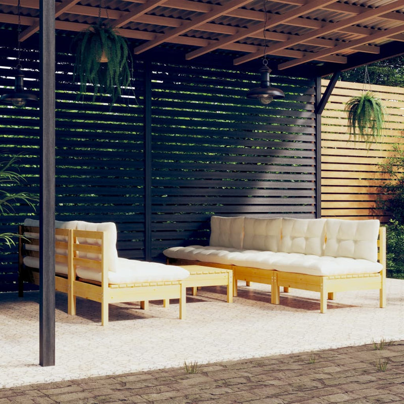 8 Piece Garden Lounge Set with Cream Cushions Pinewood Payday Deals