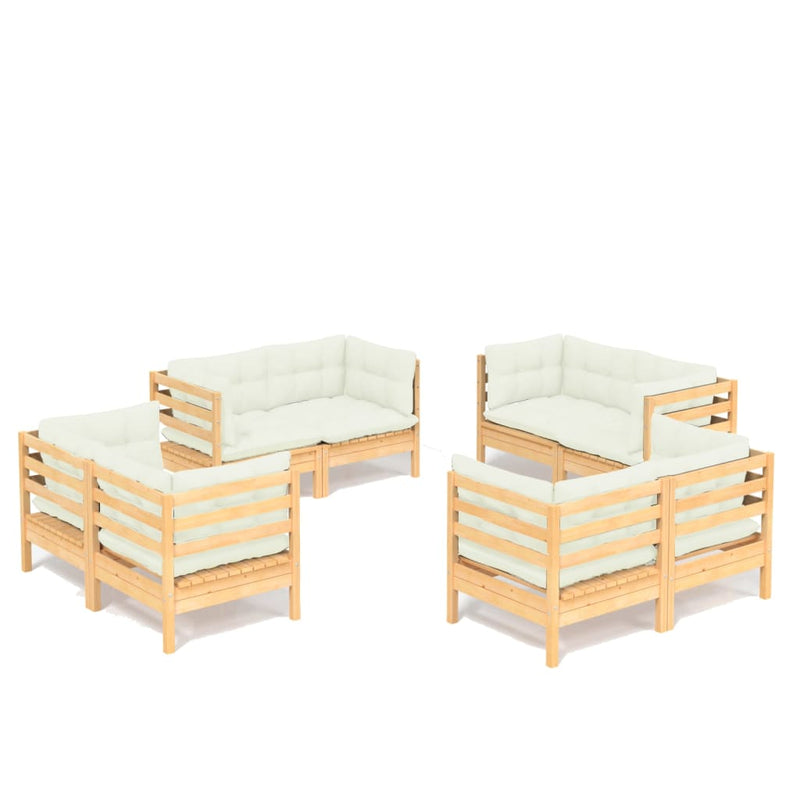 8 Piece Garden Lounge Set with Cream Cushions Pinewood Payday Deals