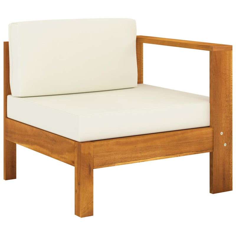 8 Piece Garden Lounge Set with Cream White Cushions Acacia Wood Payday Deals