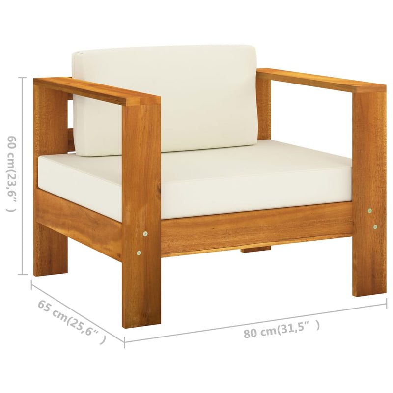 8 Piece Garden Lounge Set with Cream White Cushions Acacia Wood Payday Deals