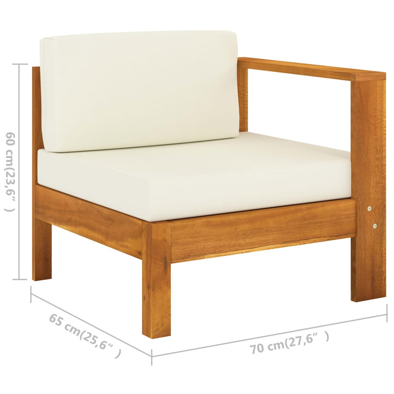 8 Piece Garden Lounge Set with Cream White Cushions Acacia Wood Payday Deals