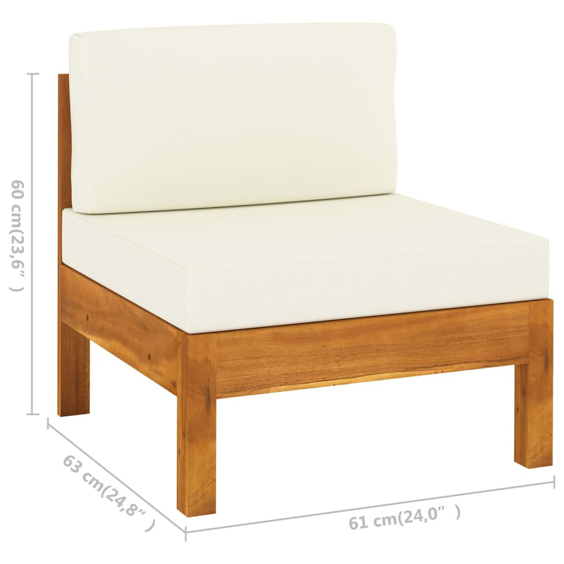 8 Piece Garden Lounge Set with Cream White Cushions Acacia Wood Payday Deals