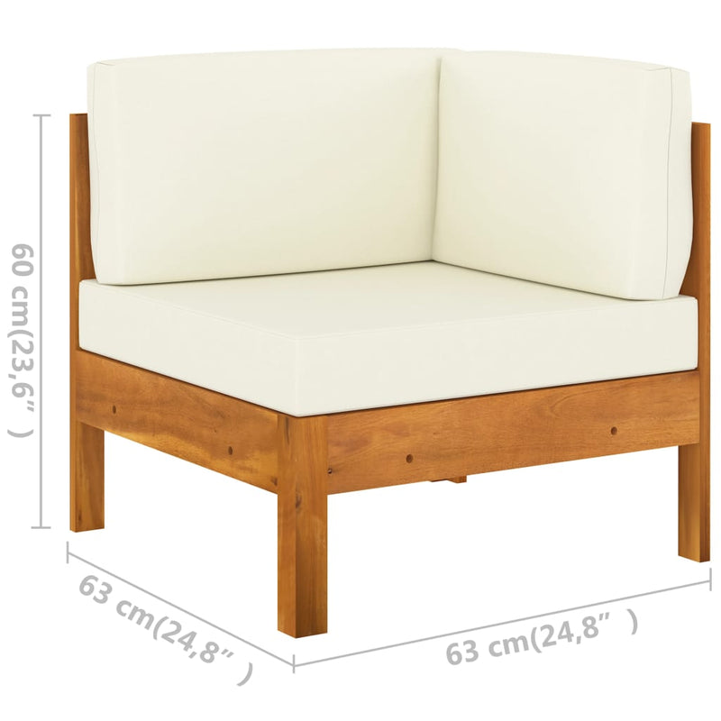 8 Piece Garden Lounge Set with Cream White Cushions Acacia Wood Payday Deals