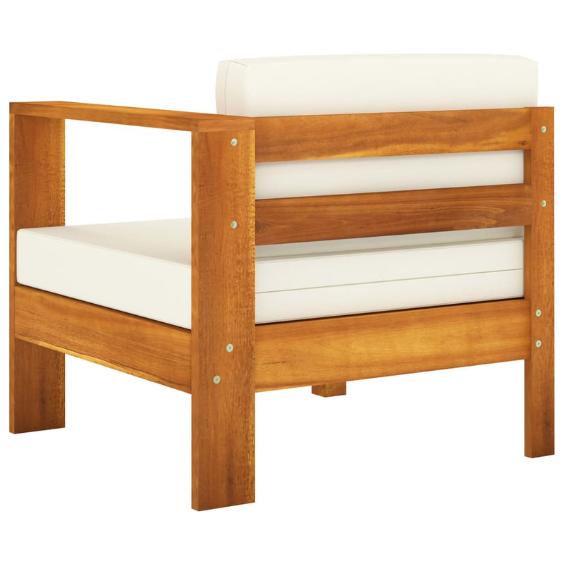 8 Piece Garden Lounge Set with Cream White Cushions Acacia Wood Payday Deals