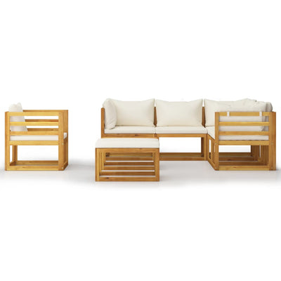 8 Piece Garden Lounge Set with Cushion Cream Solid Acacia Wood Payday Deals
