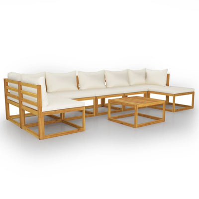 8 Piece Garden Lounge Set with Cushion Cream Solid Acacia Wood Payday Deals