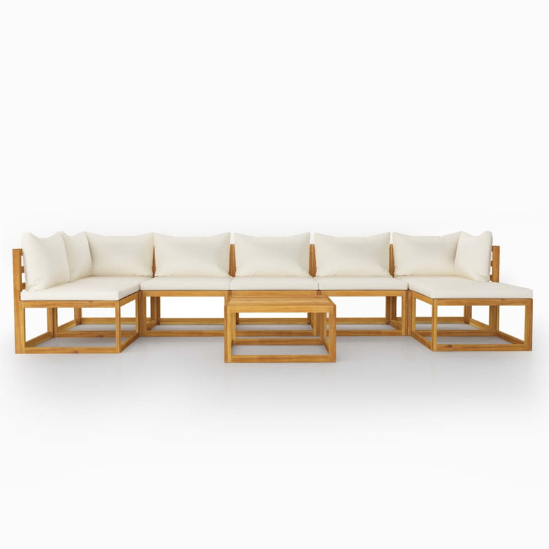 8 Piece Garden Lounge Set with Cushion Cream Solid Acacia Wood Payday Deals