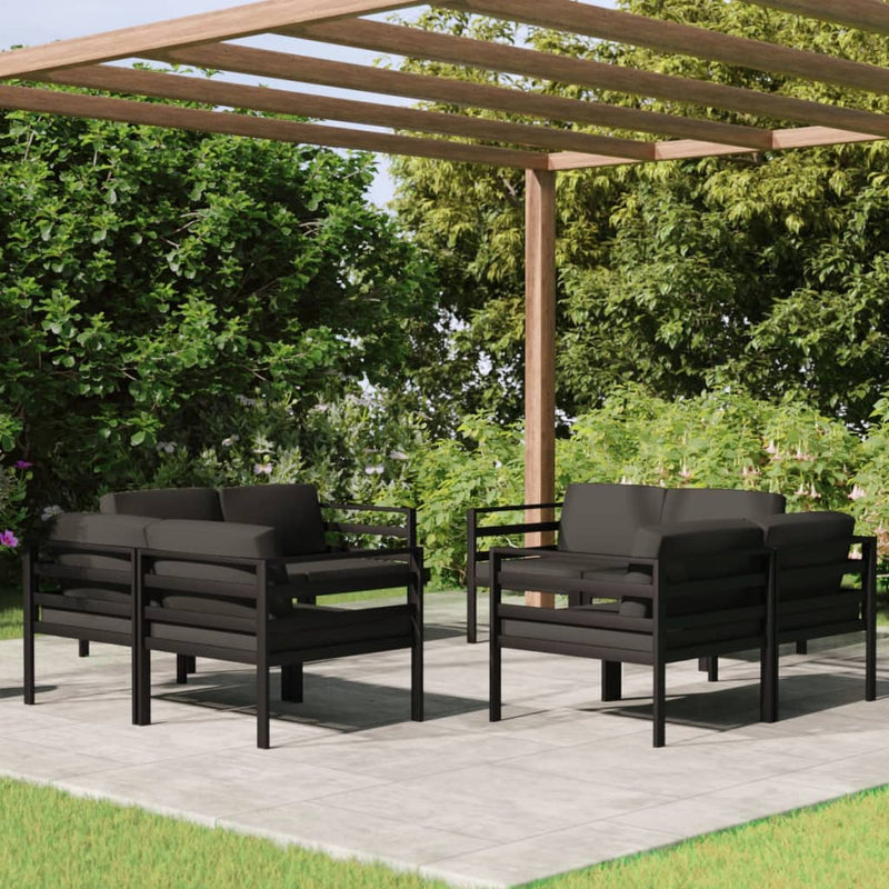 8 Piece Garden Lounge Set with Cushions Aluminium Anthracite Payday Deals