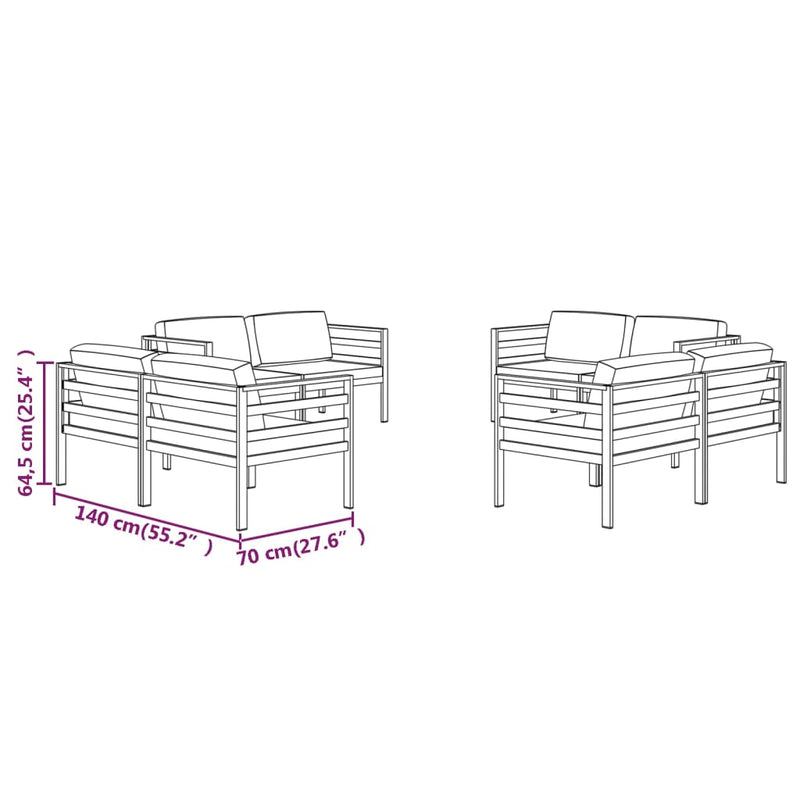 8 Piece Garden Lounge Set with Cushions Aluminium Anthracite Payday Deals
