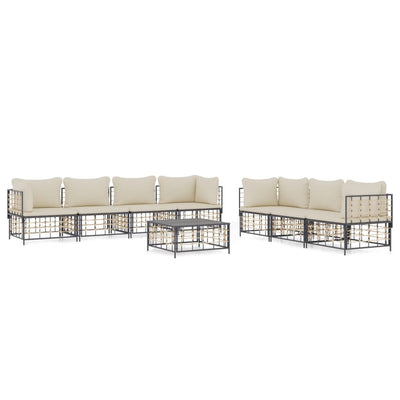 8 Piece Garden Lounge Set with Cushions Anthracite Poly Rattan Payday Deals