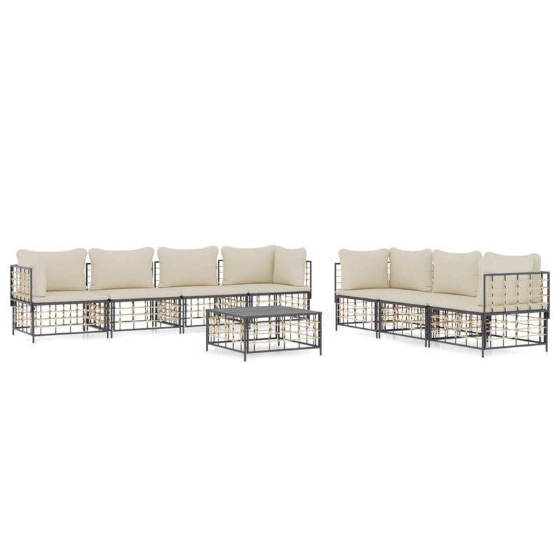 8 Piece Garden Lounge Set with Cushions Anthracite Poly Rattan Payday Deals