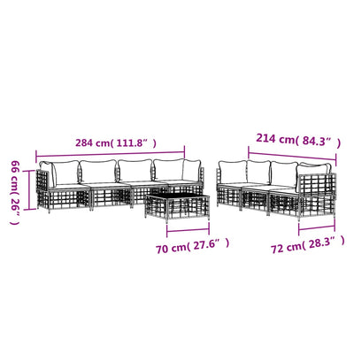 8 Piece Garden Lounge Set with Cushions Anthracite Poly Rattan Payday Deals
