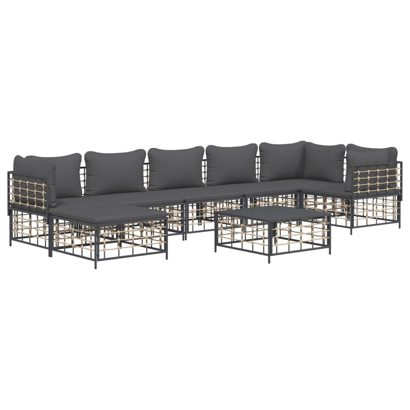 8 Piece Garden Lounge Set with Cushions Anthracite Poly Rattan Payday Deals
