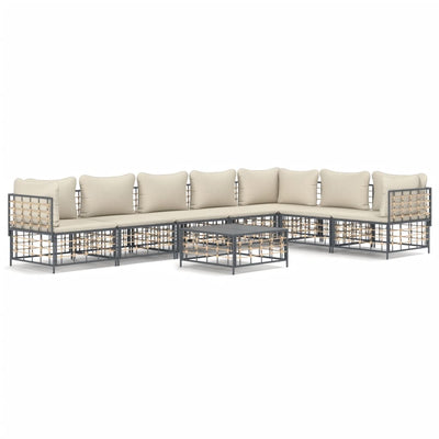 8 Piece Garden Lounge Set with Cushions Anthracite Poly Rattan Payday Deals