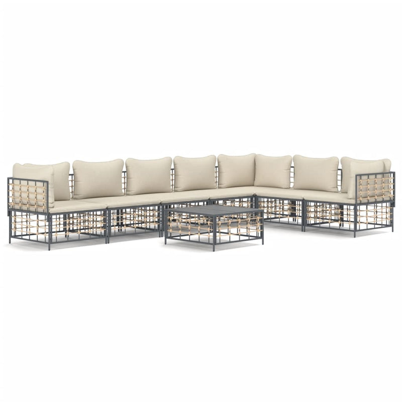 8 Piece Garden Lounge Set with Cushions Anthracite Poly Rattan Payday Deals