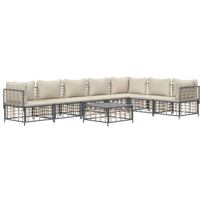 8 Piece Garden Lounge Set with Cushions Anthracite Poly Rattan Payday Deals