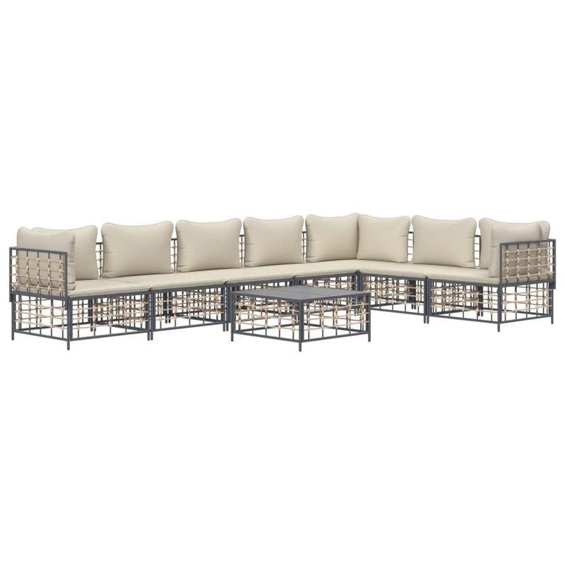 8 Piece Garden Lounge Set with Cushions Anthracite Poly Rattan Payday Deals