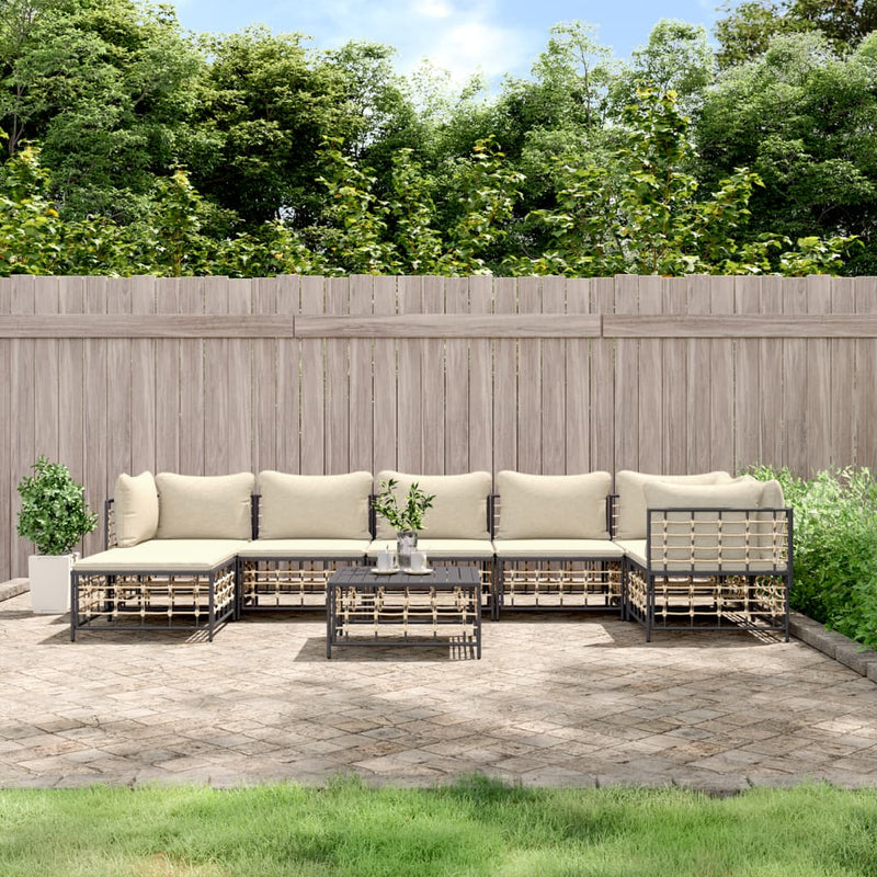 8 Piece Garden Lounge Set with Cushions Anthracite Poly Rattan Payday Deals