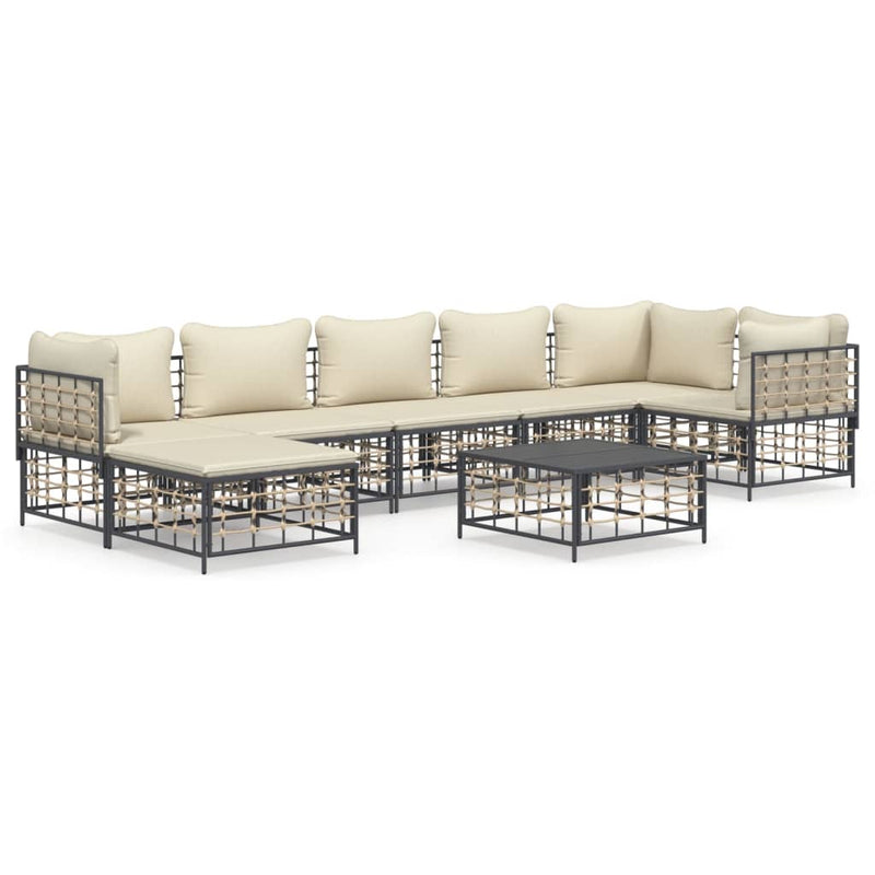 8 Piece Garden Lounge Set with Cushions Anthracite Poly Rattan Payday Deals