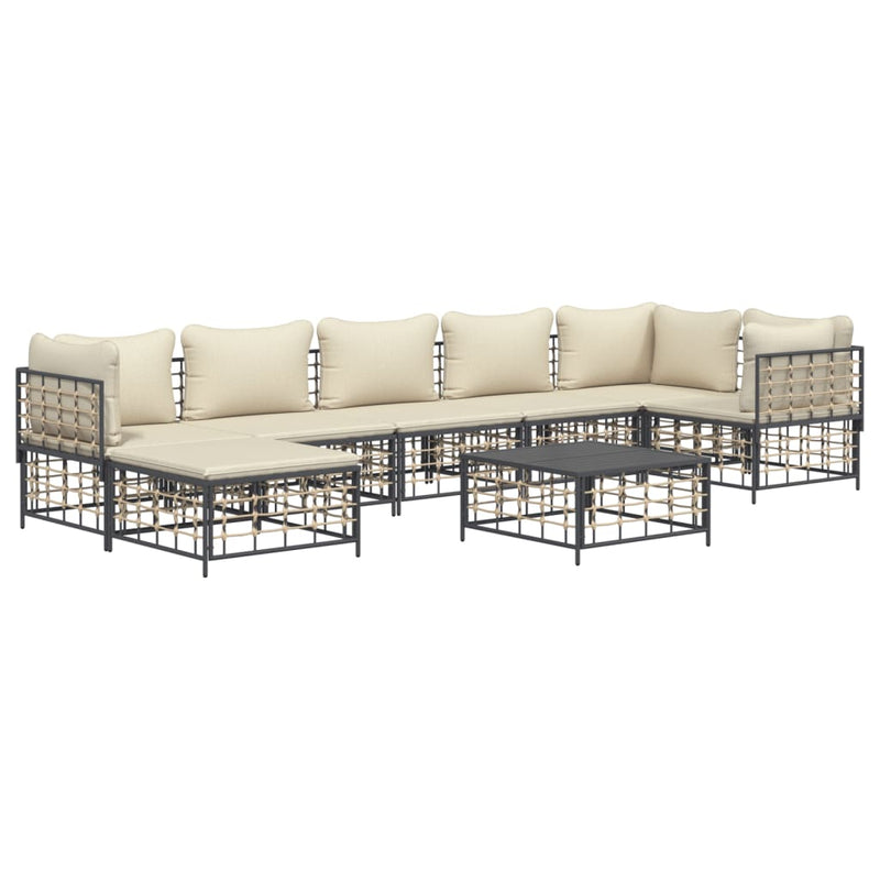 8 Piece Garden Lounge Set with Cushions Anthracite Poly Rattan Payday Deals
