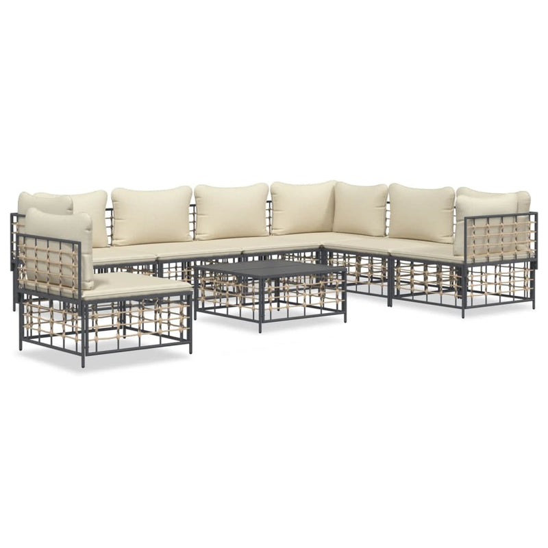 8 Piece Garden Lounge Set with Cushions Anthracite Poly Rattan Payday Deals