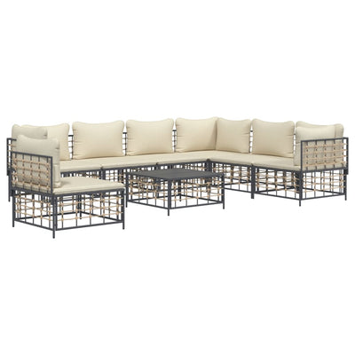 8 Piece Garden Lounge Set with Cushions Anthracite Poly Rattan Payday Deals