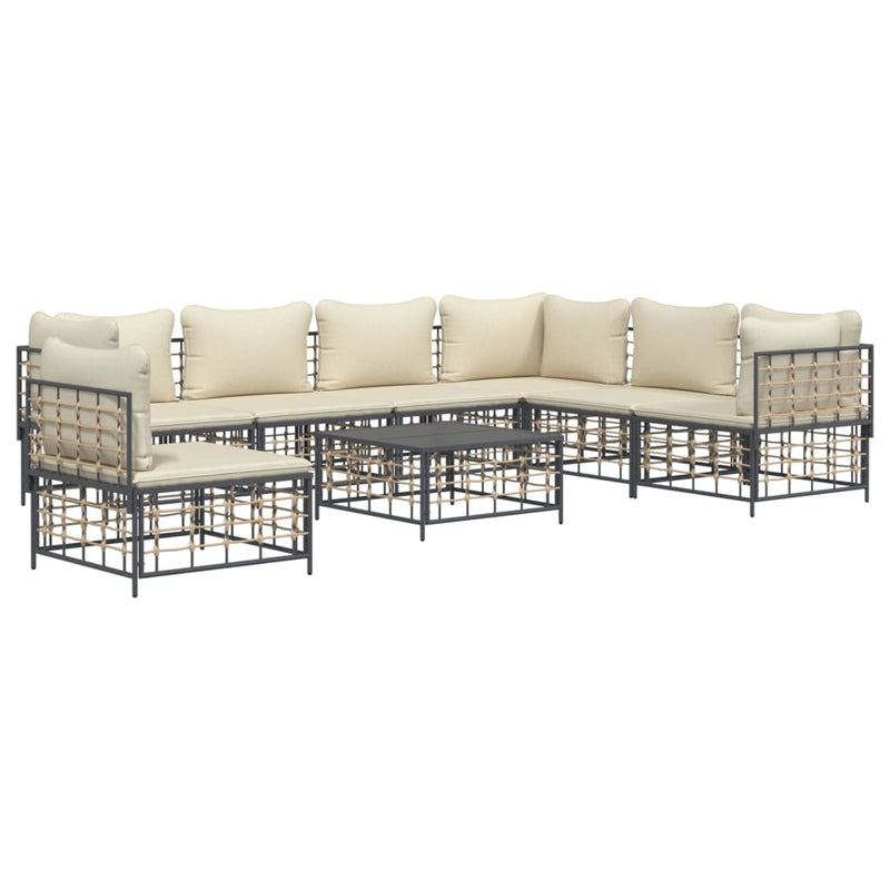 8 Piece Garden Lounge Set with Cushions Anthracite Poly Rattan Payday Deals