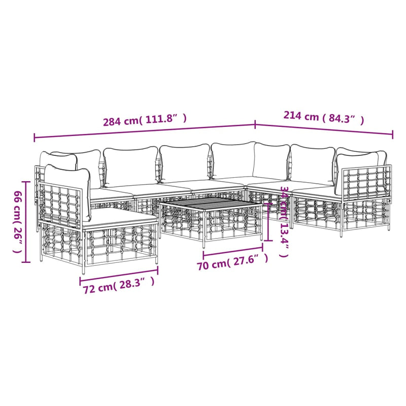 8 Piece Garden Lounge Set with Cushions Anthracite Poly Rattan Payday Deals