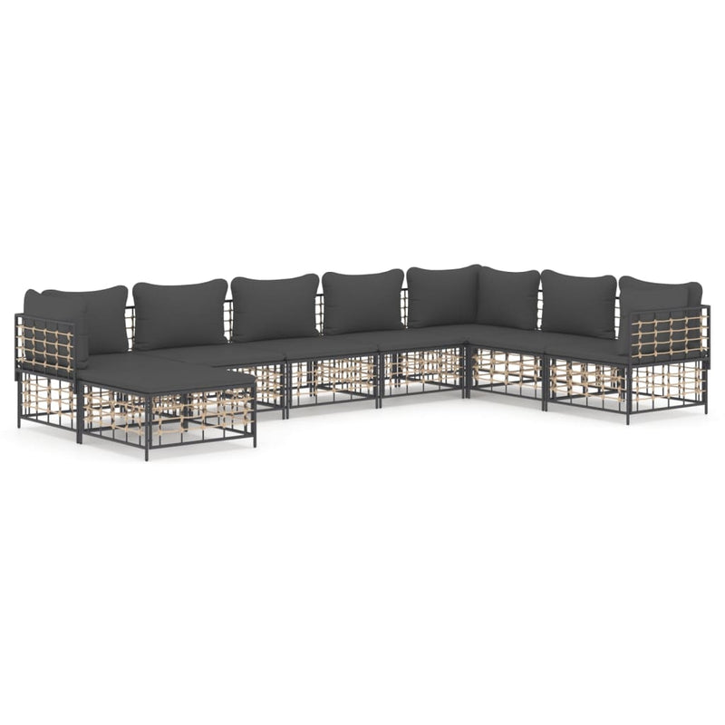 8 Piece Garden Lounge Set with Cushions Anthracite Poly Rattan Payday Deals