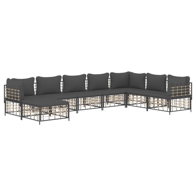8 Piece Garden Lounge Set with Cushions Anthracite Poly Rattan Payday Deals