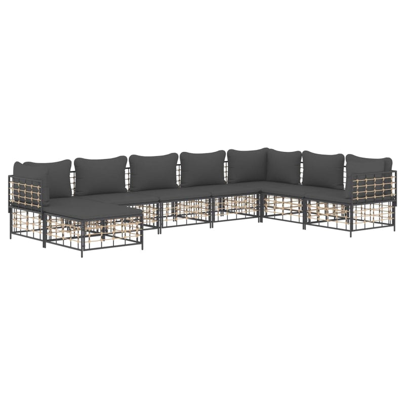 8 Piece Garden Lounge Set with Cushions Anthracite Poly Rattan Payday Deals