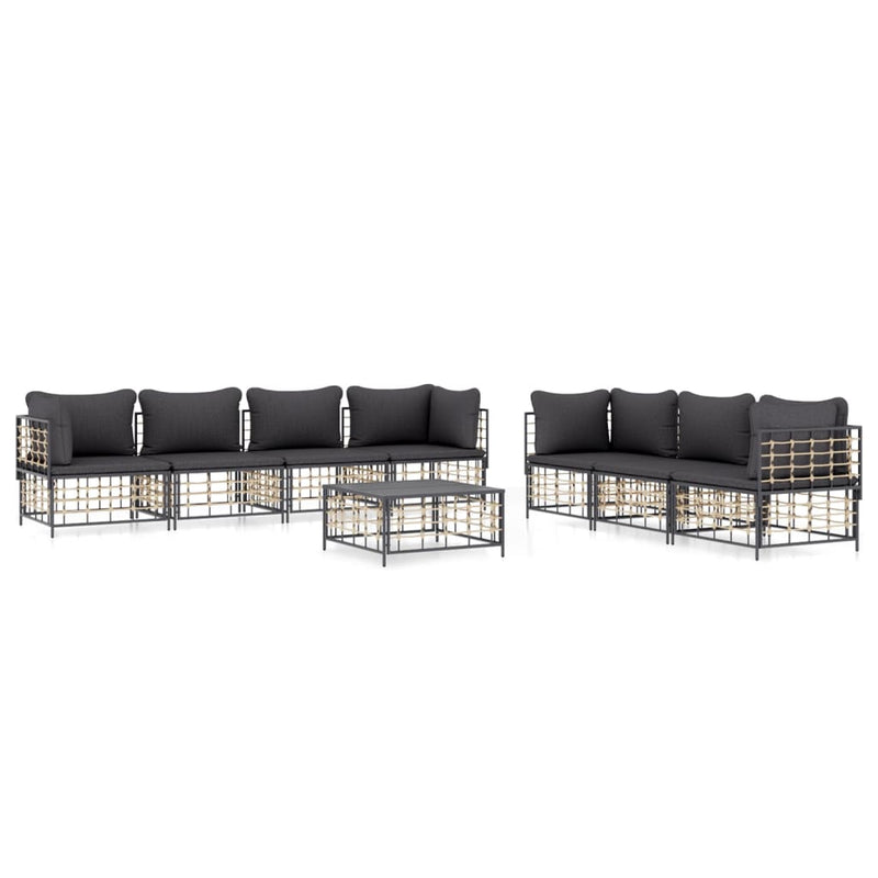 8 Piece Garden Lounge Set with Cushions Anthracite Poly Rattan Payday Deals