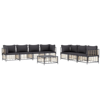 8 Piece Garden Lounge Set with Cushions Anthracite Poly Rattan Payday Deals