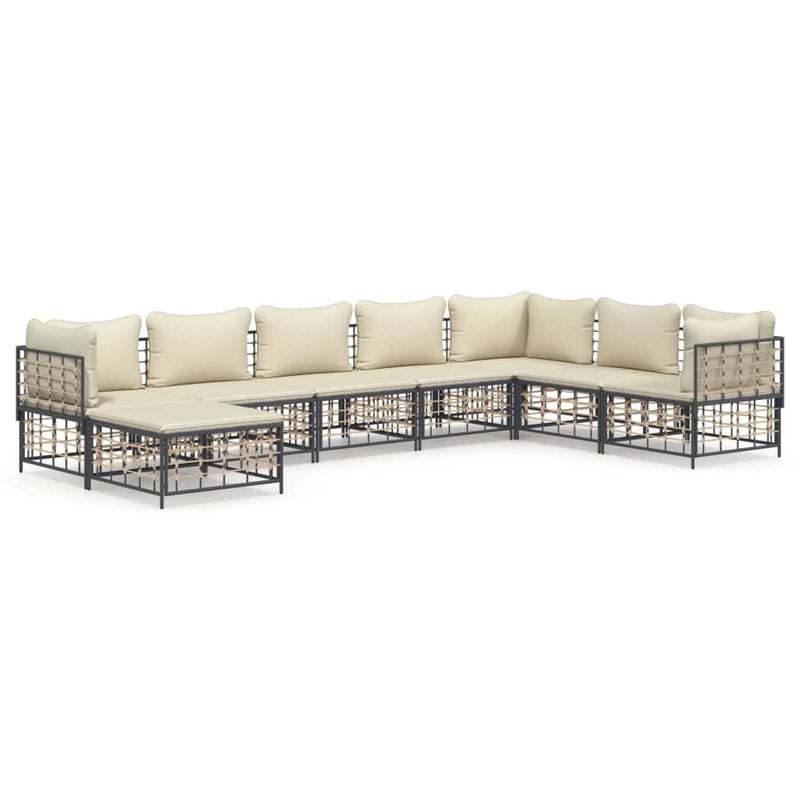 8 Piece Garden Lounge Set with Cushions Anthracite Poly Rattan Payday Deals