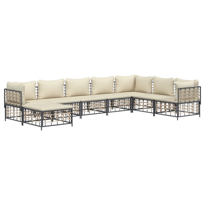 8 Piece Garden Lounge Set with Cushions Anthracite Poly Rattan Payday Deals