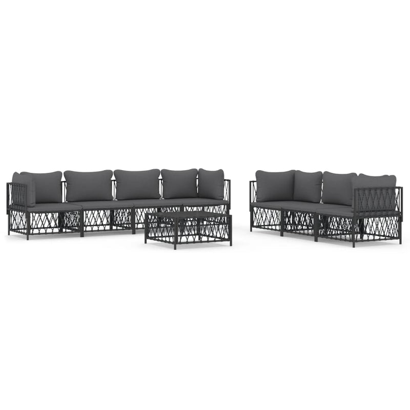 8 Piece Garden Lounge Set with Cushions Anthracite Steel Payday Deals