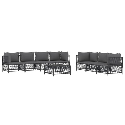 8 Piece Garden Lounge Set with Cushions Anthracite Steel Payday Deals