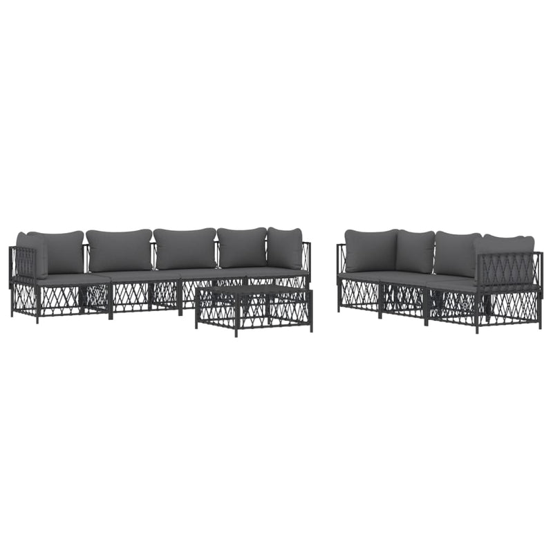 8 Piece Garden Lounge Set with Cushions Anthracite Steel Payday Deals