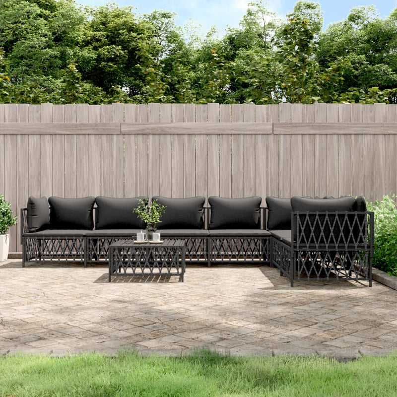 8 Piece Garden Lounge Set with Cushions Anthracite Steel Payday Deals