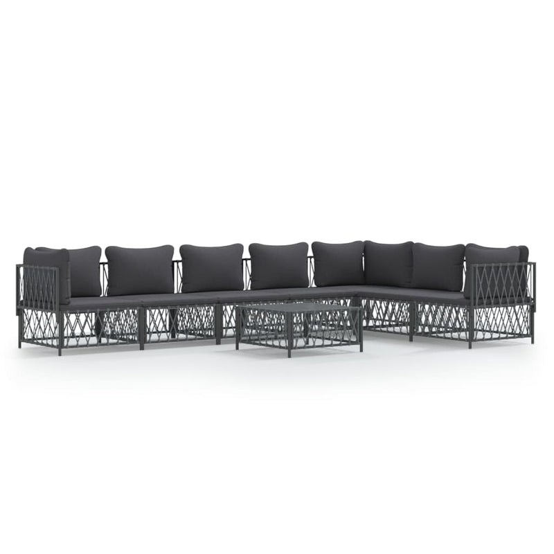 8 Piece Garden Lounge Set with Cushions Anthracite Steel Payday Deals